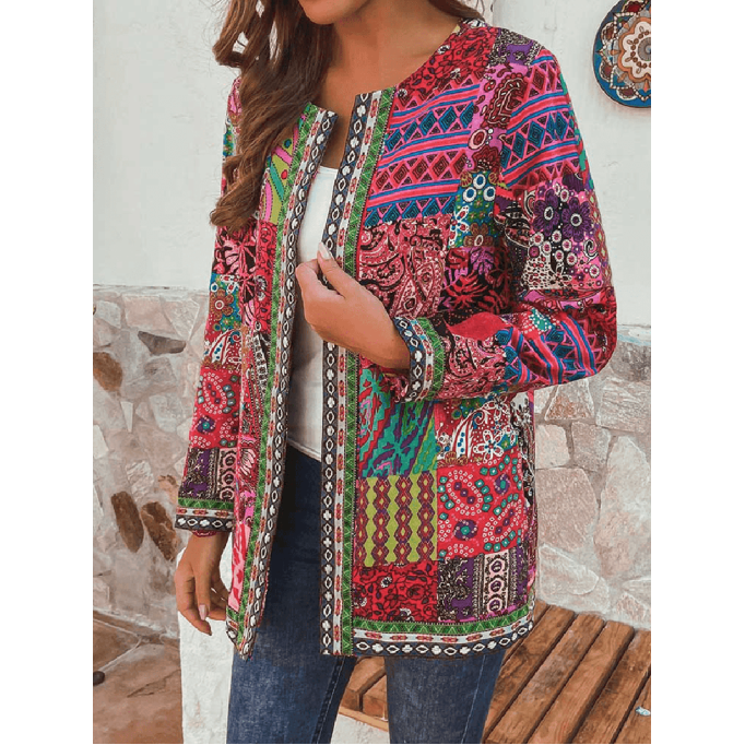 Women's ethnic retro printed cardigan jacket