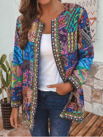 Women's ethnic retro printed cardigan jacket