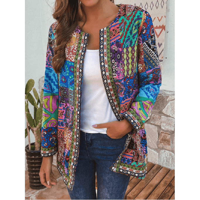 Women's ethnic retro printed cardigan jacket