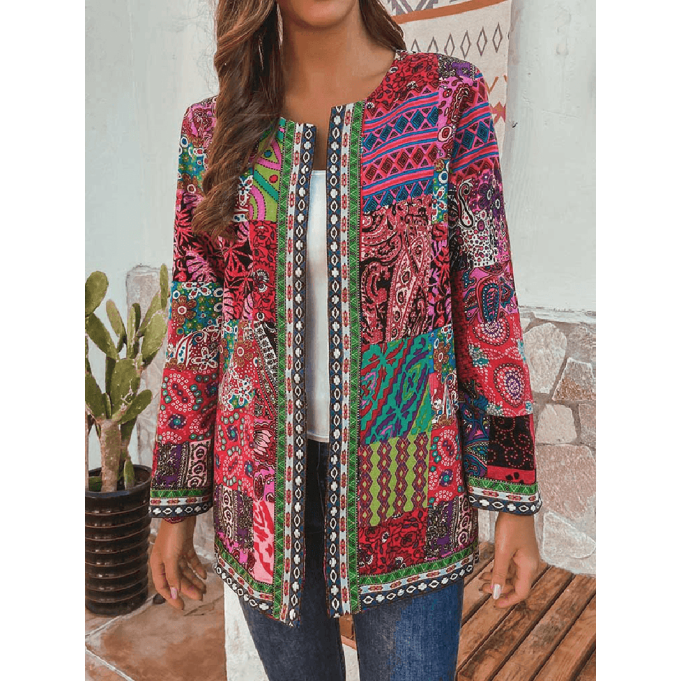 Women's ethnic retro printed cardigan jacket