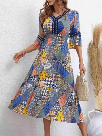 Women's geometric pattern printed dress