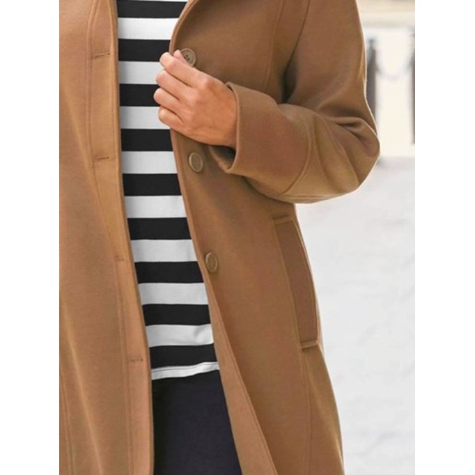 Women's khaki lapel tweed coat