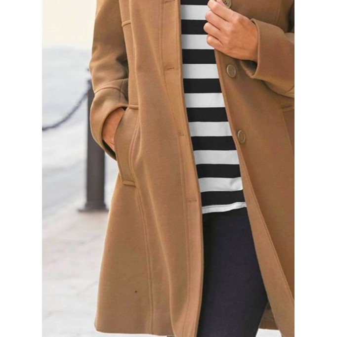 Women's khaki lapel tweed coat