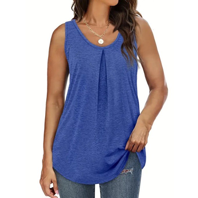 Women's knit vest with loose pleats