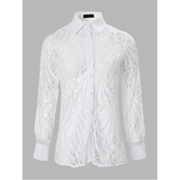 Women's lace cut out shirt top