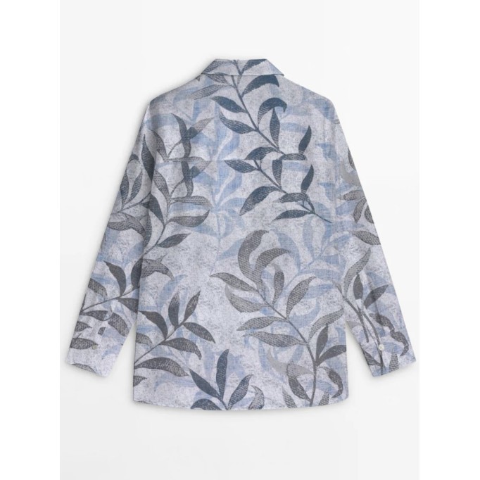 Women's lapel loose printed shirt