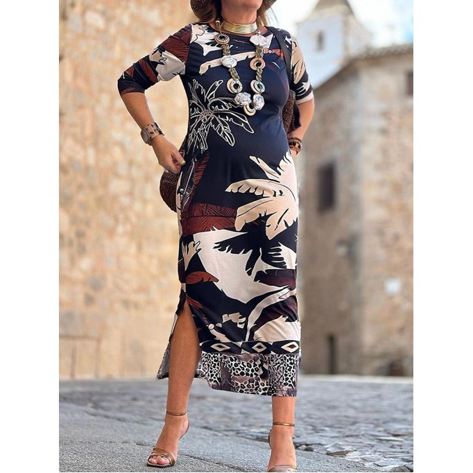 Women's Leaf Print Casual Dresses