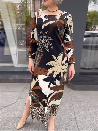 Women's Leaf Print Casual Dresses