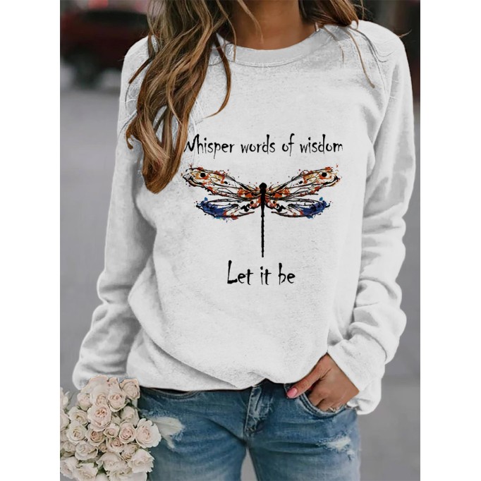 Women's letter printed round neck sweater