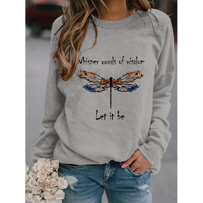 Women's letter printed round neck sweater