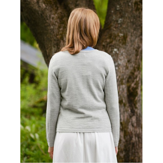 Women's light grey woven wool sweater