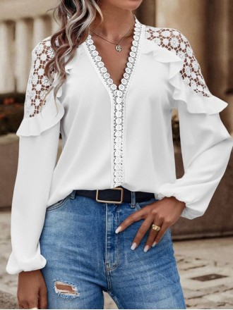 Women's Long Sleeve Lace Shirt Tops