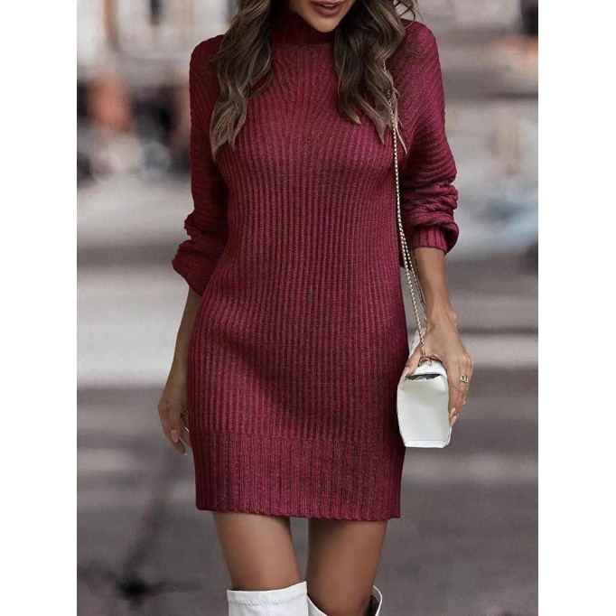 women's long sleeve turtleneck sweater dress