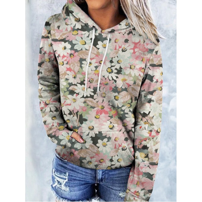 Women's loose pullover hooded fleece sweatshirt