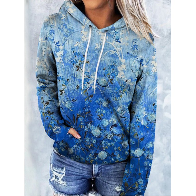 Women's loose pullover hooded fleece sweatshirt