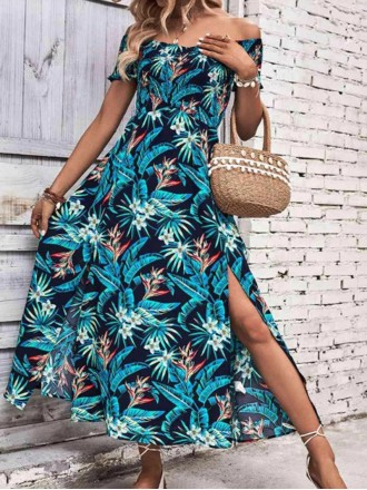 Women's Off Shoulder Split Dress