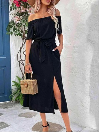 Women's Off Shoulder Waist Dress