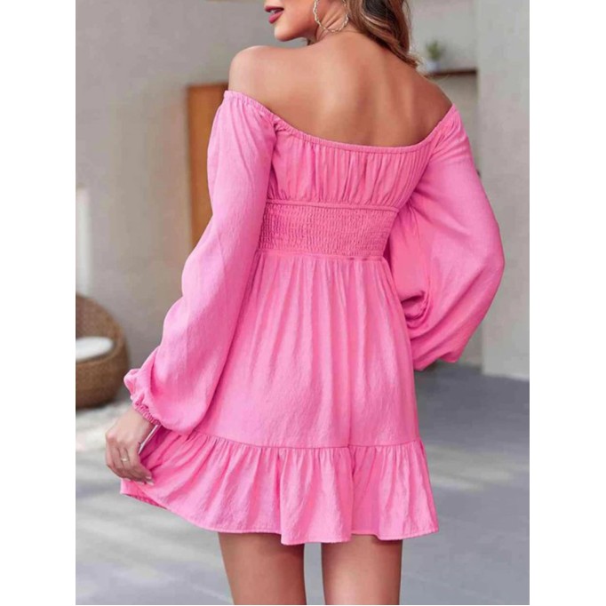 Women's pink bubble sleeved dress