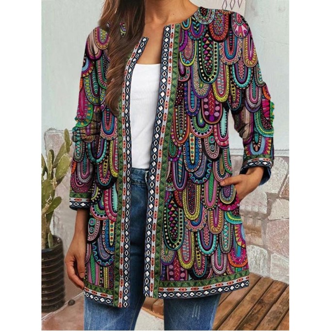 Women's printed casual coat