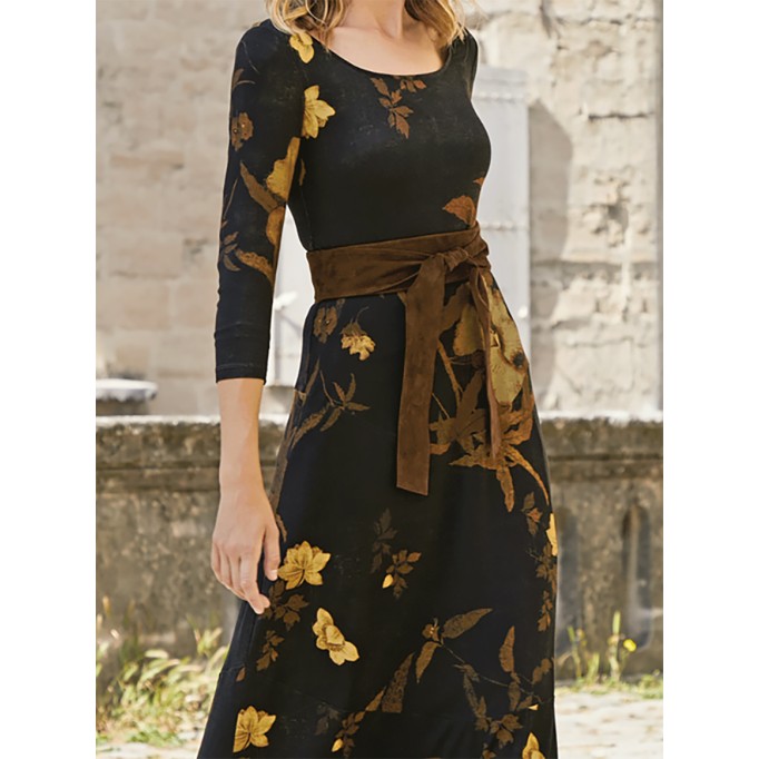 Women's Printed Knit Long Dress