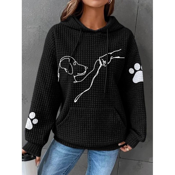 Women's puppy printed waffle sweater