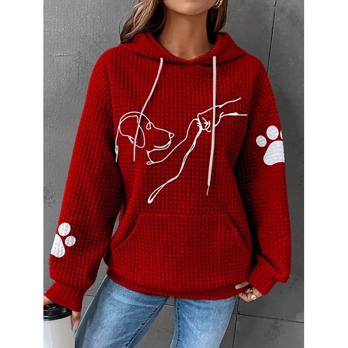 Women's puppy printed waffle sweater