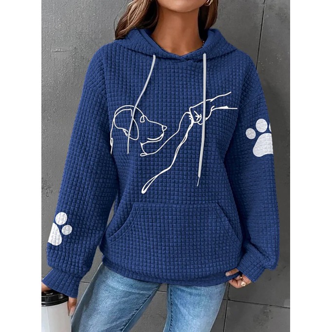 Women's puppy printed waffle sweater