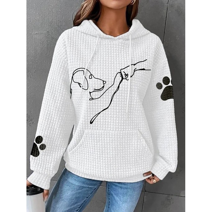 Women's puppy printed waffle sweater