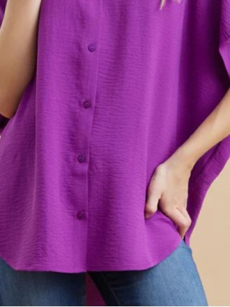 Women's purple loose elegant simple lapel shirt