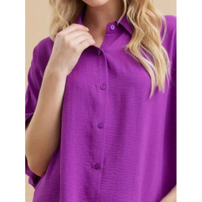 Women's purple loose elegant simple lapel shirt