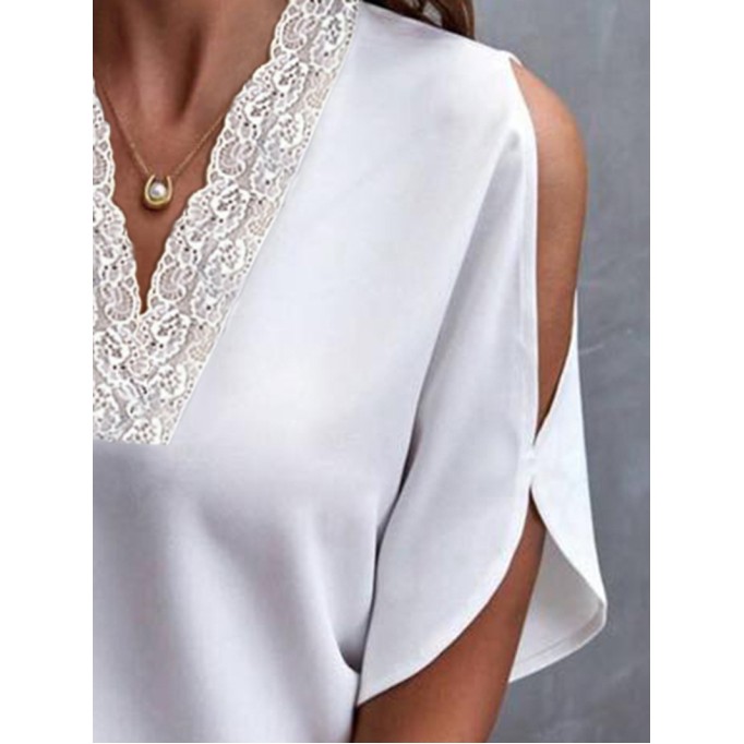 Women's Short Sleeve Lace Shirt Tops