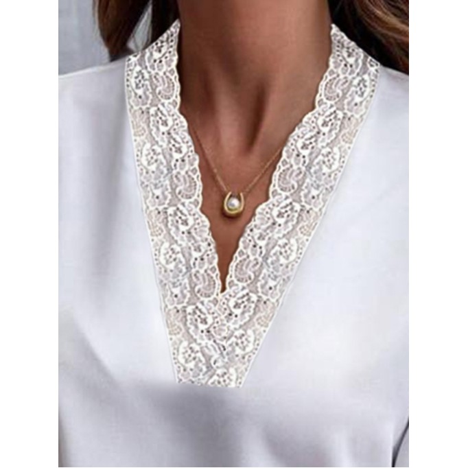 Women's Short Sleeve Lace Shirt Tops