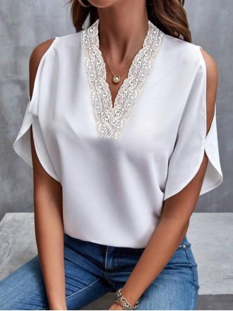 Women's Short Sleeve Lace Shirt Tops