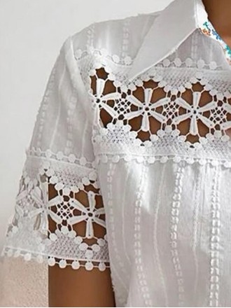 Women's Short Sleeve Shirt Lace Ethnic Print