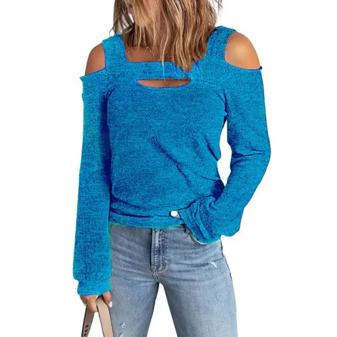 Women's shoulder digging knitted top