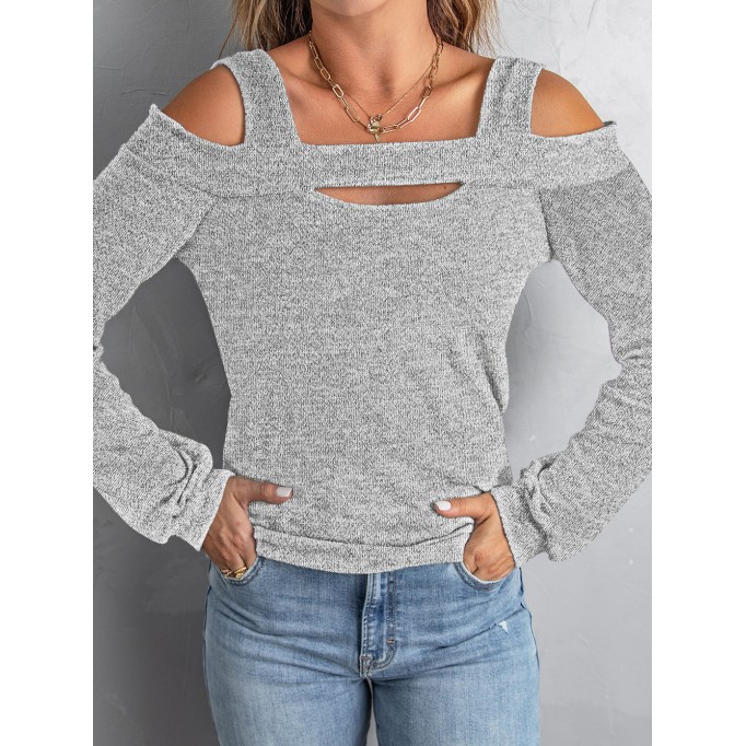 Women's shoulder digging knitted top