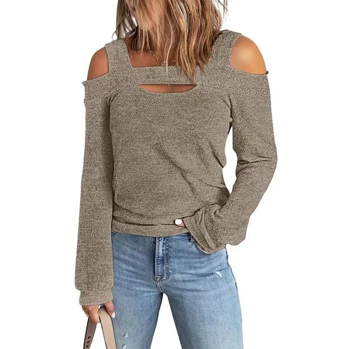 Women's shoulder digging knitted top