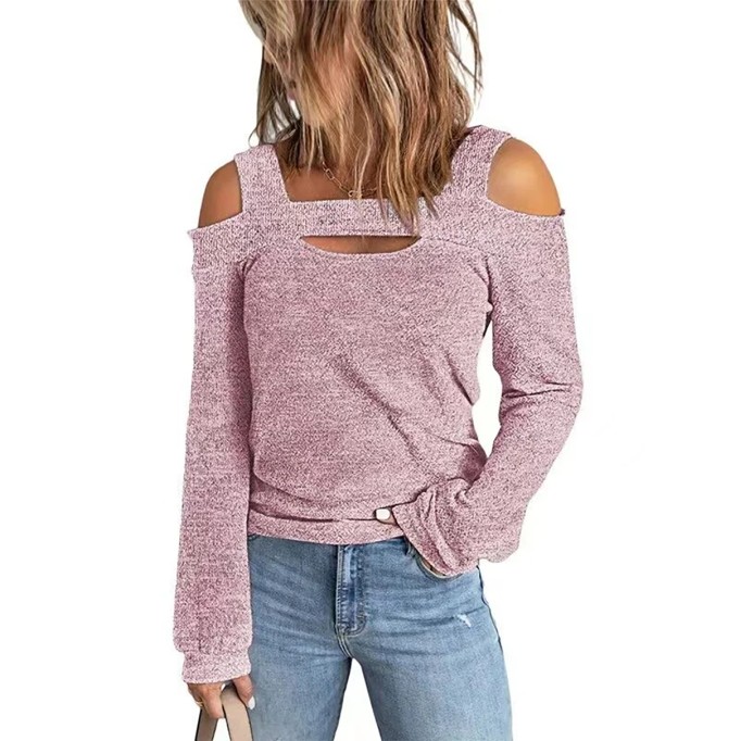 Women's shoulder digging knitted top