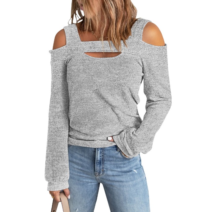 Women's shoulder digging knitted top