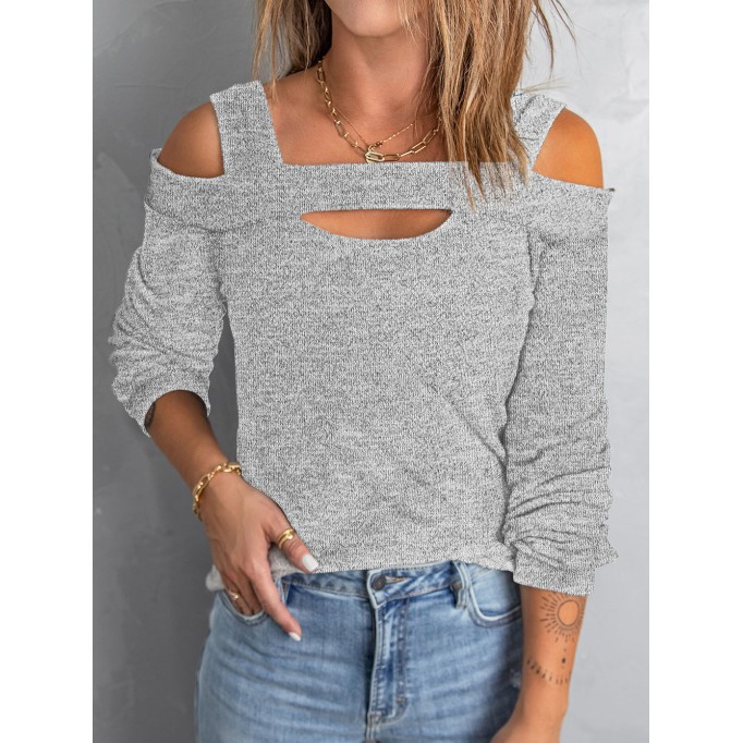 Women's shoulder digging knitted top