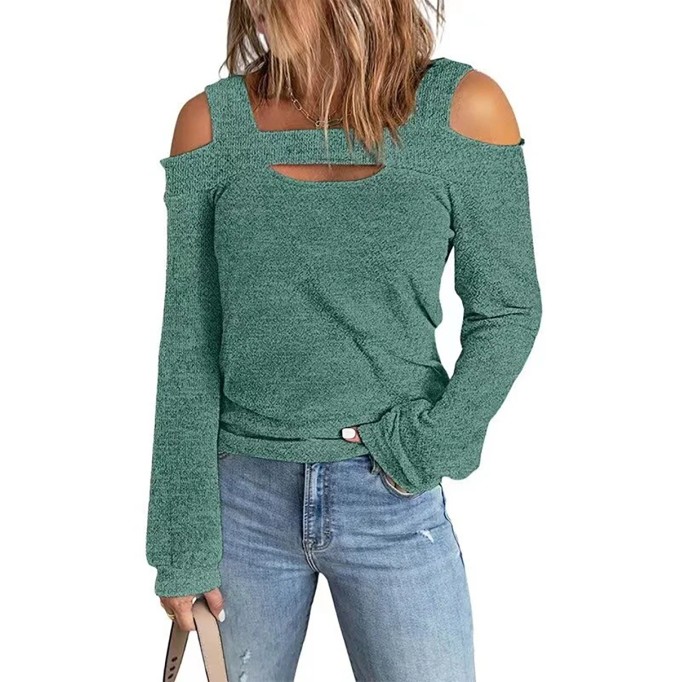 Women's shoulder digging knitted top