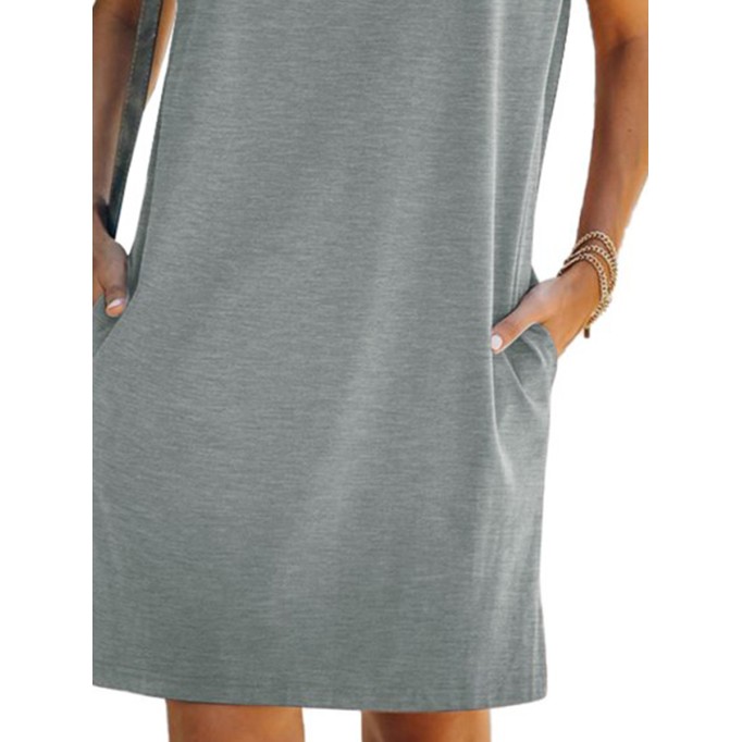 Women's simple sleeveless shoulder pad dress