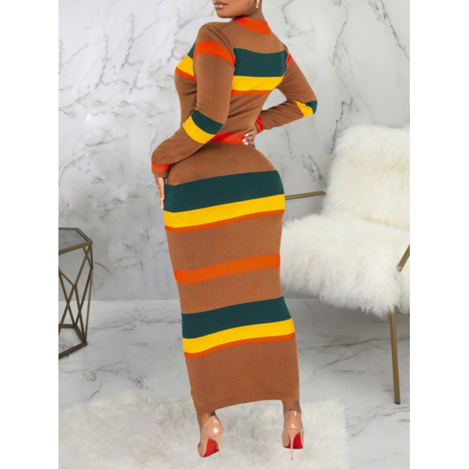 Women's Slim Fashion Striped Printed Dresses