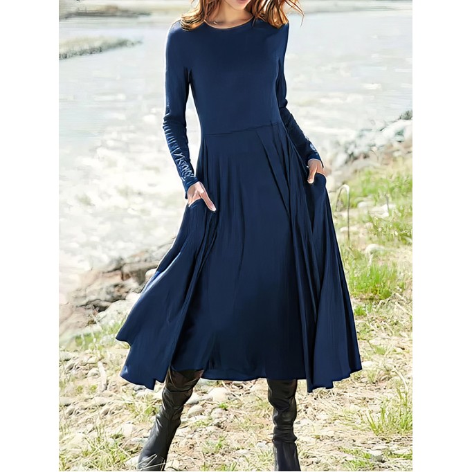 Women's slim fitting solid color casual dress