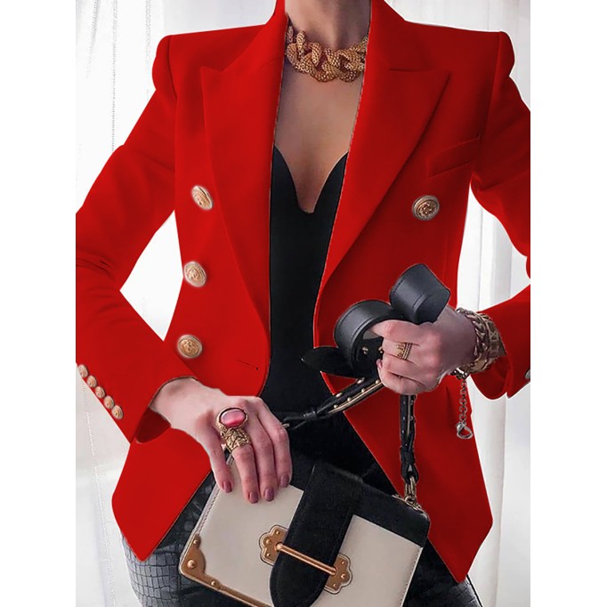 Women's Slim Solid Color Fashion Casual Suit Jacket