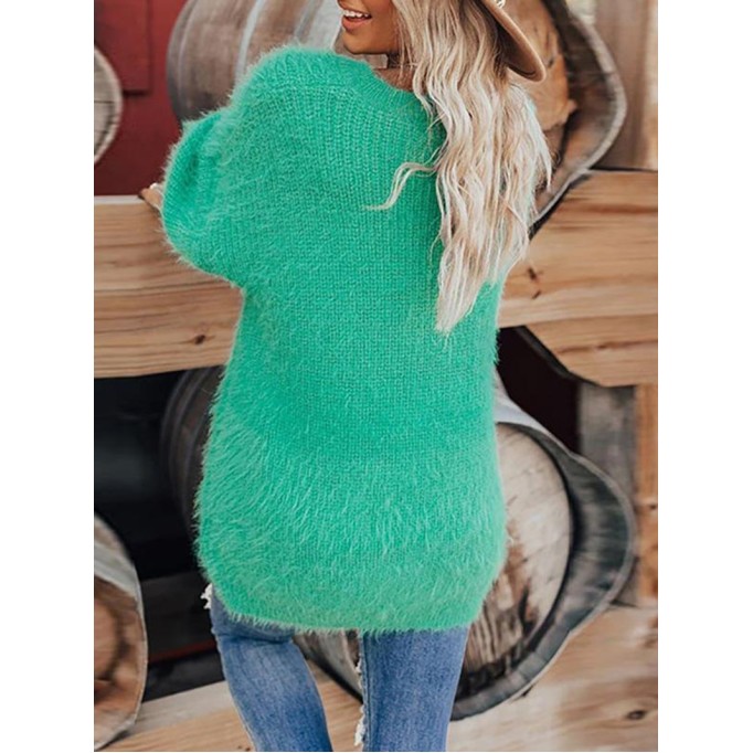 Women's solid color casual plush sweater