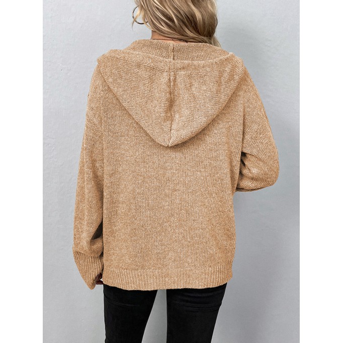 Women's Solid Color Hooded Single Breasted Sweater