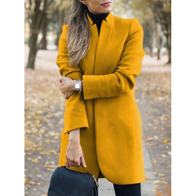 Women's standing collar long coat