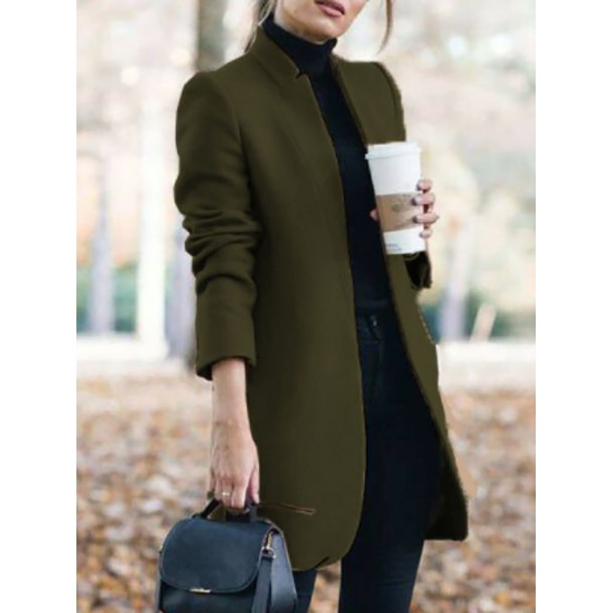 Women's standing collar long coat