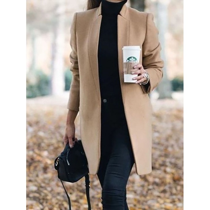 Women's standing collar long coat